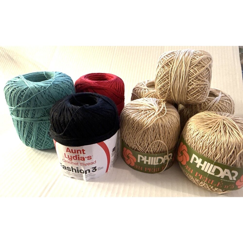 Lot of 8 Skeins 100% Cotton Yarn Phildar Aunt Lydia’s Super Fine Thread New/used